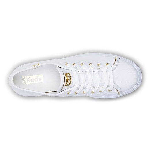 Women's Triple Up Canvas Piping White/Gold (WF67638)