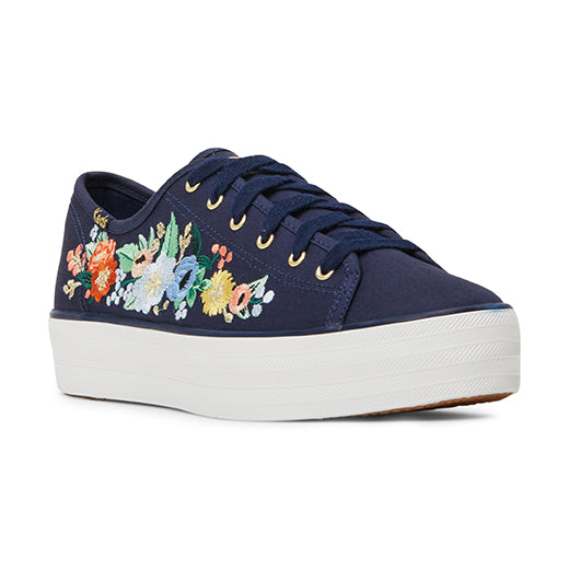 Women's Triple Kick RPC Vintage Blossom Embriodery Sneakers Navy (WF67678)