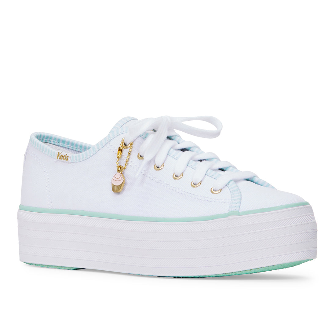 Women's Triple Up MB Piping Sneaker White/Green (WF67695)