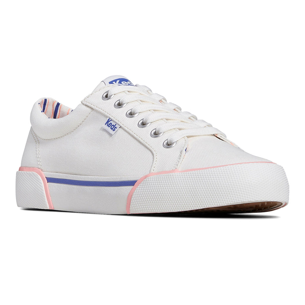 Women's Jump Kick Canvas Bumper Foxing Pop Lining Sneaker White/Blue (WF67759)