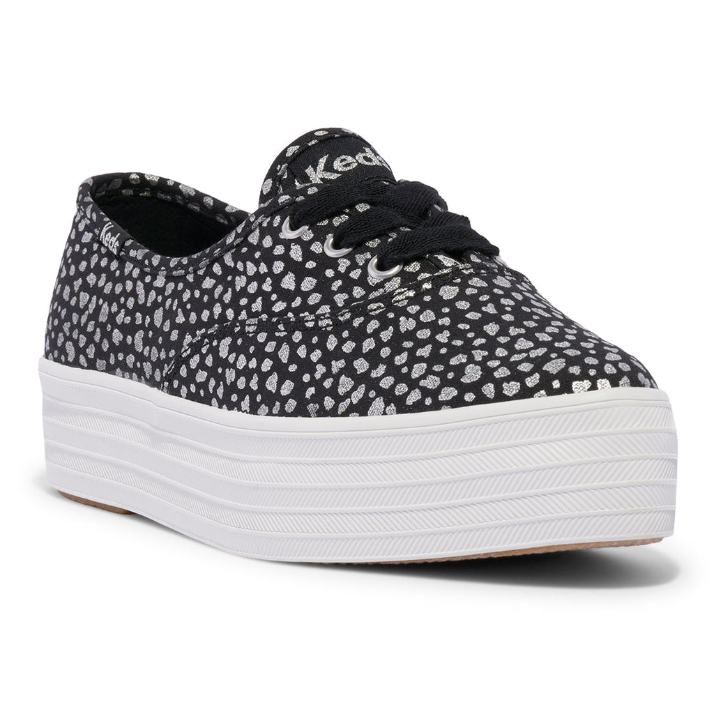 Keds Womens' Point Canvas Mini Dot Print Black/Silver (WF68017)