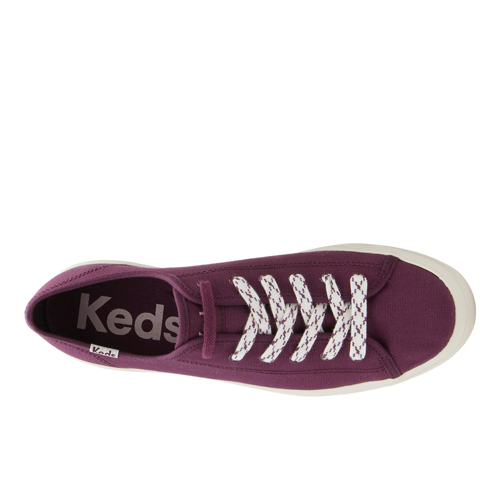 Keds Womens' Triple Kick Canvas Bottom Foxing Stripe Burgundy (WF68116)