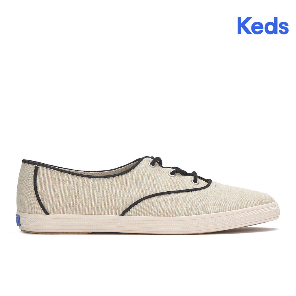 Womens Champion Point Low Wave Canvas Contrast Binding Sneaker Natural/Black  (WF68296-PNTWA5101)