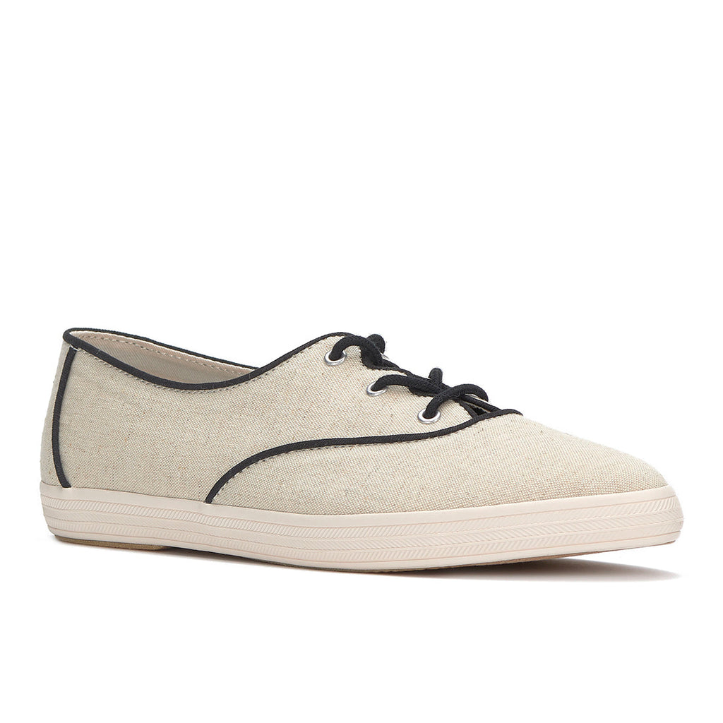 Womens Champion Point Low Wave Canvas Contrast Binding Sneaker Natural/Black  (WF68296-PNTWA5101)