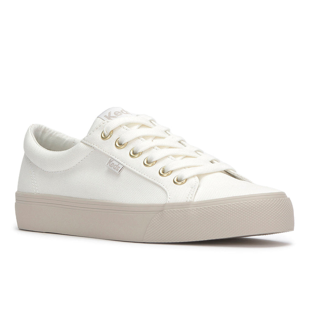 Women's Jump Kick Canvas Tone Off Foxing Sneaker Snow White (WF68396-JKICK2110)