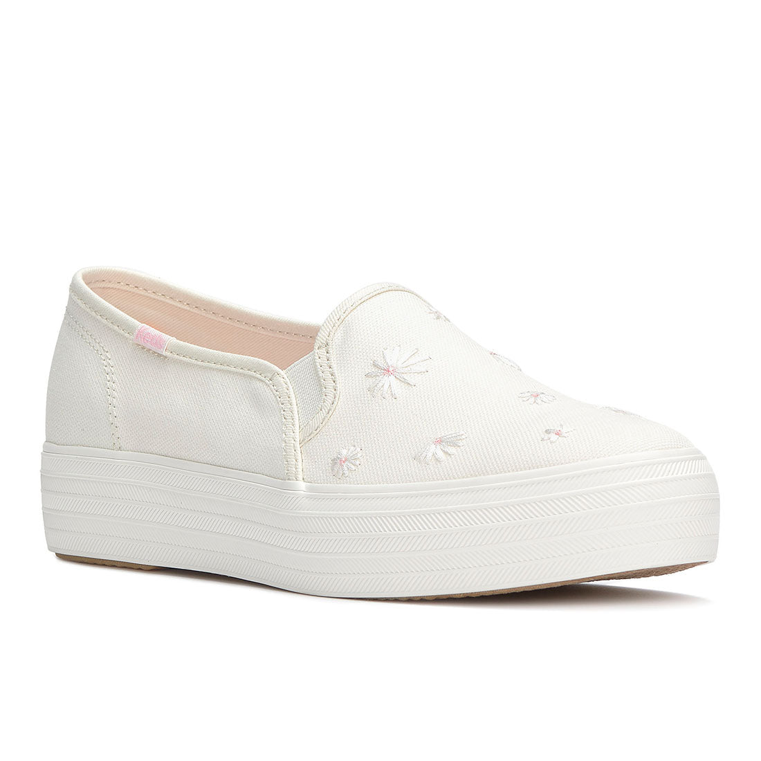 Women's Triple Decker Canvas Floral Embroidery Snow White (WF68614-C0TDECK31100)