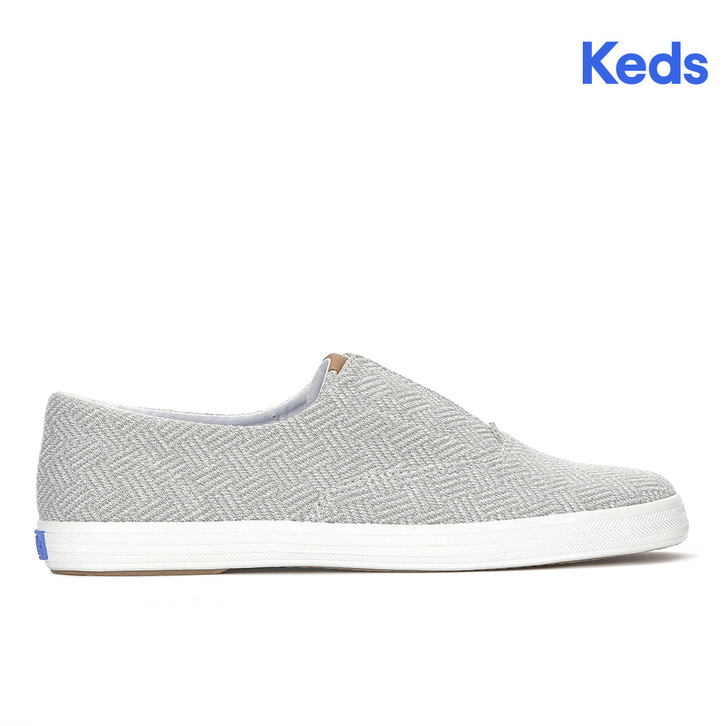Keds Champion Round Toe Slip Crosshatch Textile Sneaker Light Grey (WF68941-RNCVO5D060)