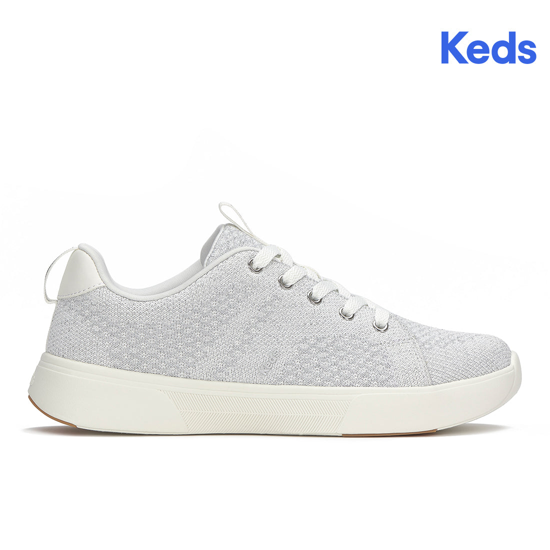 Keds Blisswalk Lace Metallic Eng Knit Snow White/Sliver (WF69005-BLISLC5C)
