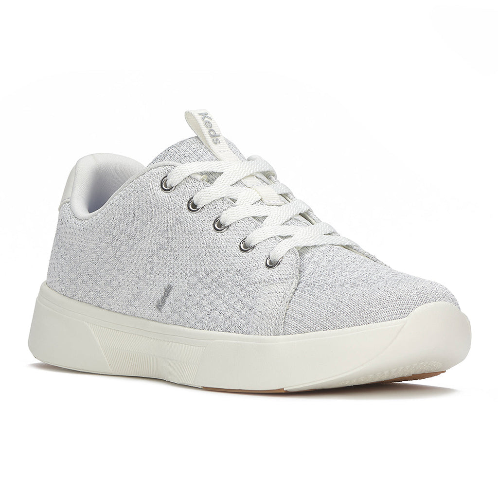 Keds Blisswalk Lace Metallic Eng Knit Snow White/Sliver (WF69005-BLISLC5C)
