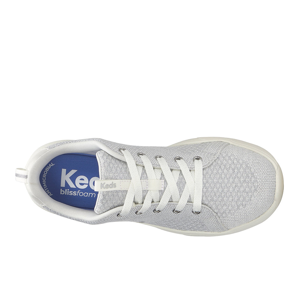 Keds Blisswalk Lace Metallic Eng Knit Snow White/Sliver (WF69005-BLISLC5C)