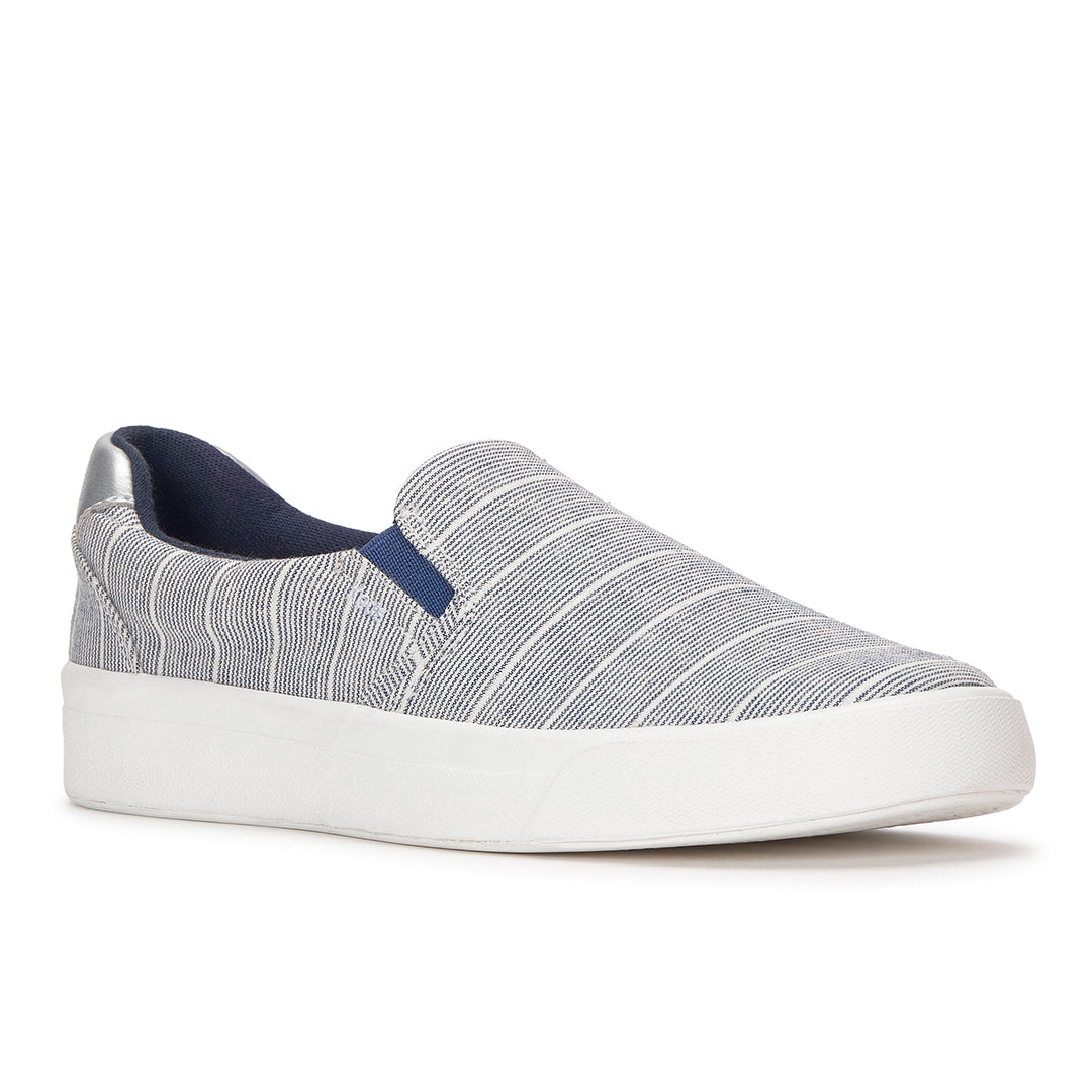 Women's Pursuit Slip Chambray Lurex Stripe Vintage Indigo/Silver Sneaker (PRSLIP5B460-WF69165)