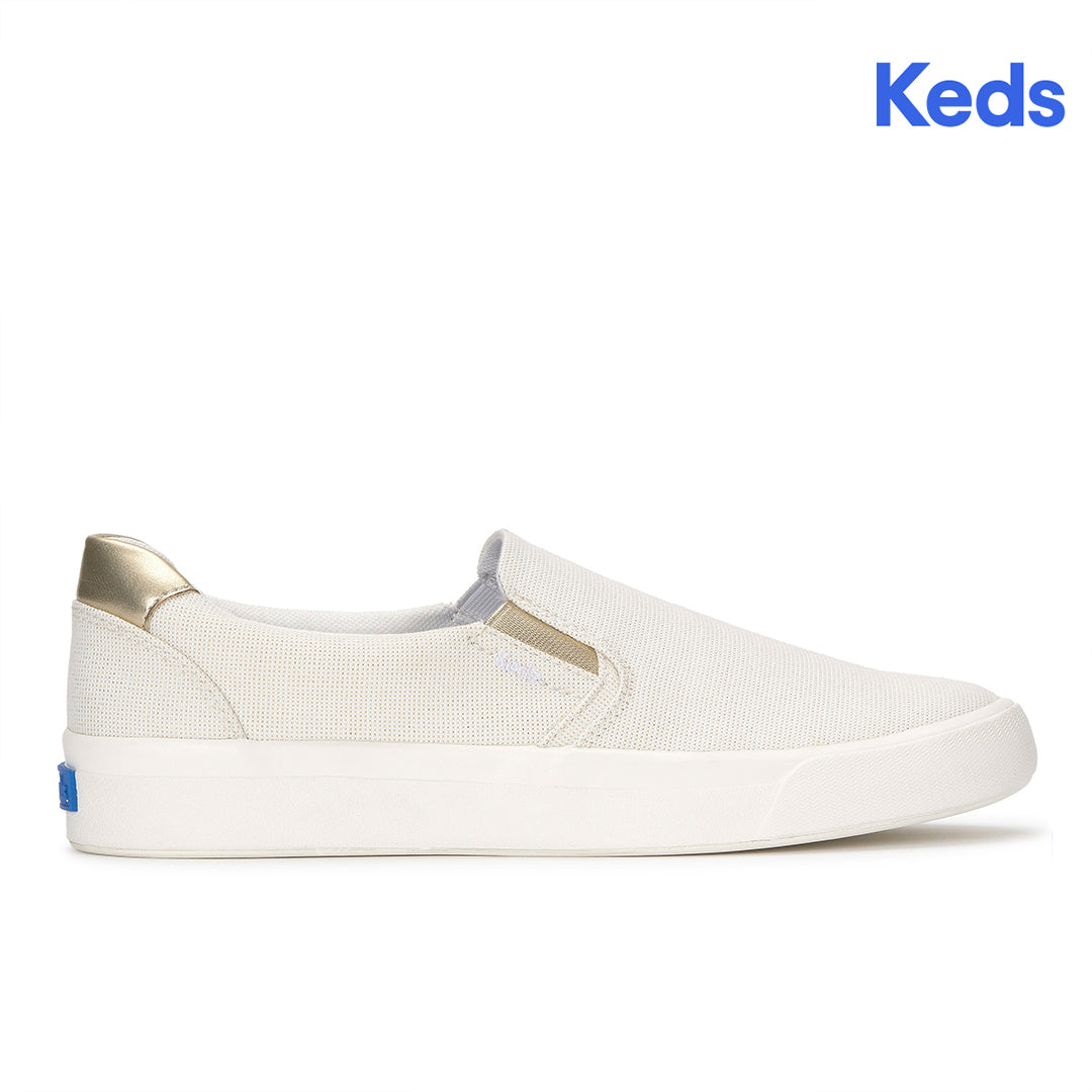 Women's Pursuit Slip Lurex Linen Snow White/Gold Sneaker (PRSLIP5C110-WF69166)