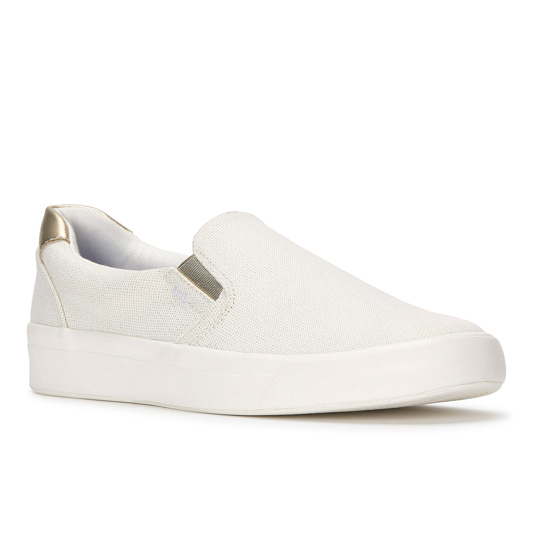 Women's Pursuit Slip Lurex Linen Snow White/Gold Sneaker (PRSLIP5C110-WF69166)