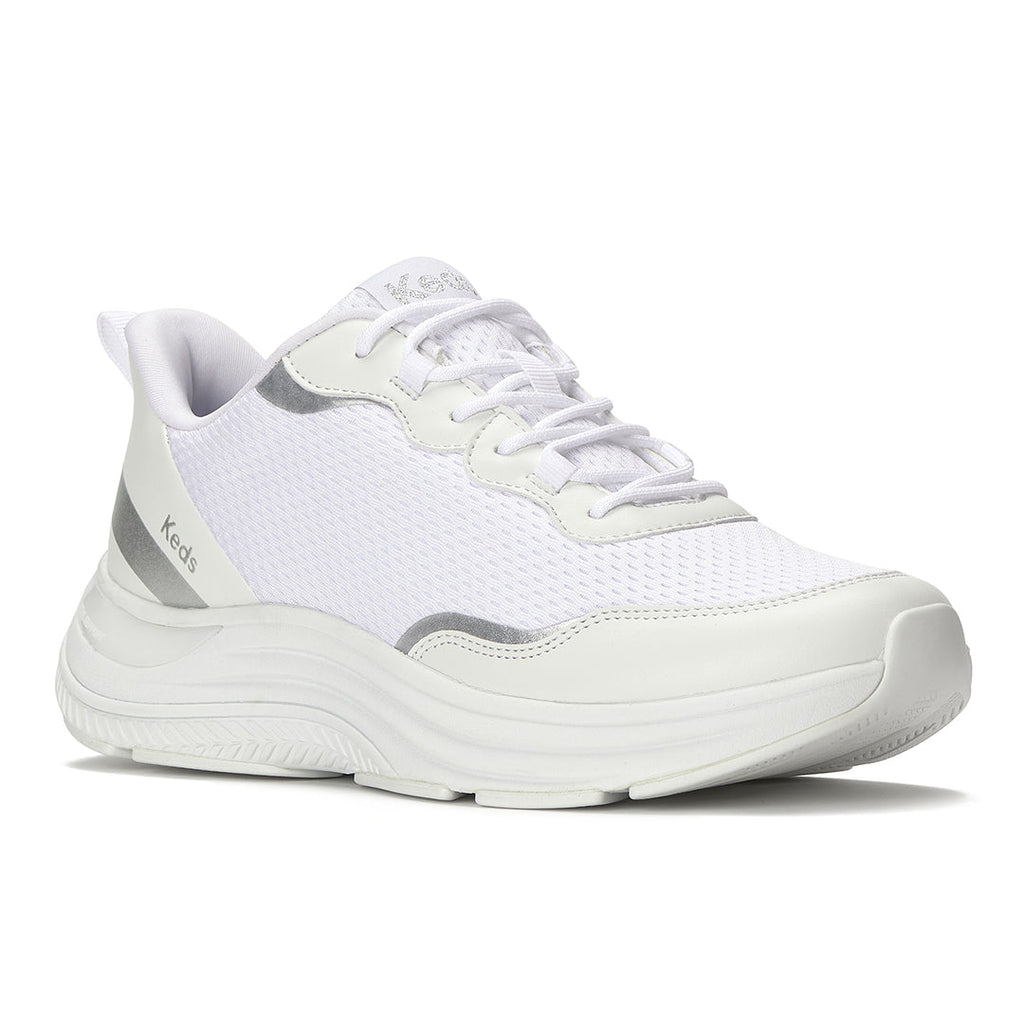 Women's Blissmove Lace Mesh/Leather White/Silver Sneaker (BMLACE5110-WF69208)