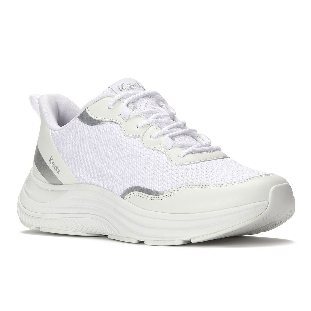 Women's Blissmove Lace Mesh/Leather White/Silver Sneaker (BMLACE5110-WF69208)