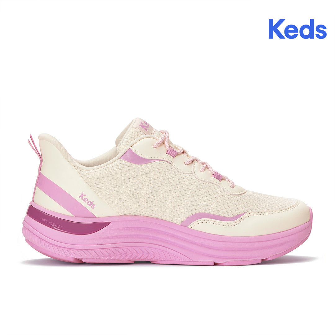 Women's Blissmove Lace Mesh/Leather Egret/Lilac/Dark Violet Sneaker (BMLACE5113-WF69211)