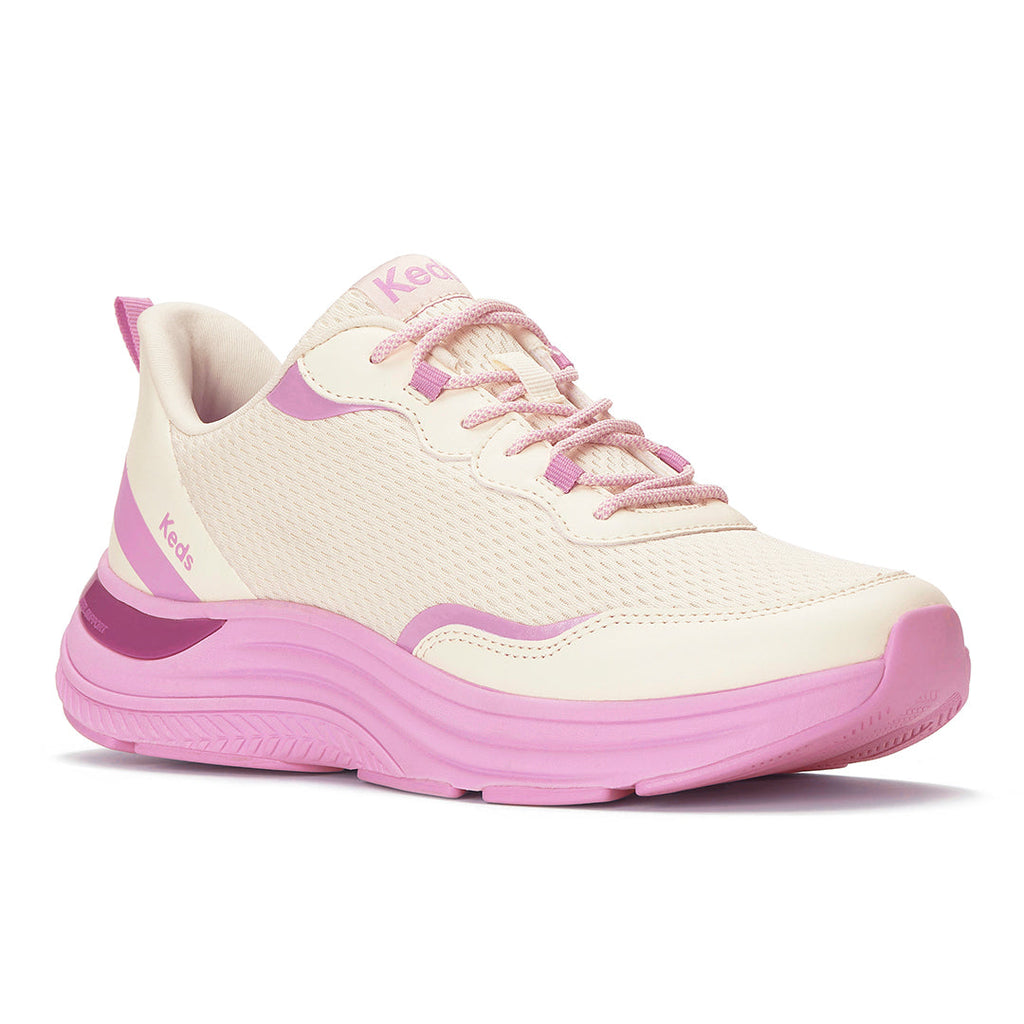 Women's Blissmove Lace Mesh/Leather Egret/Lilac/Dark Violet Sneaker (BMLACE5113-WF69211)