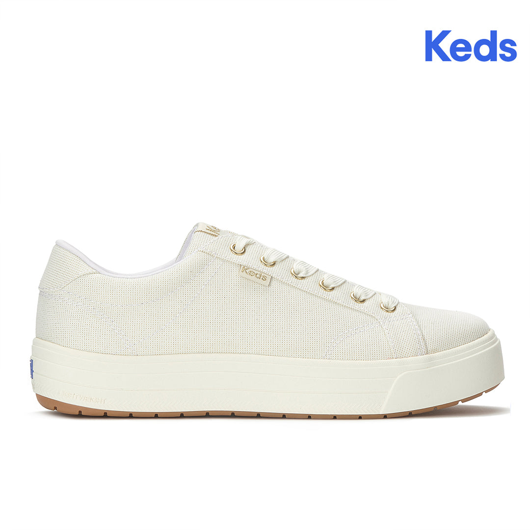 Women's Park Lurex Textile White/Gold Sneaker (PARK5E111-WF69276)