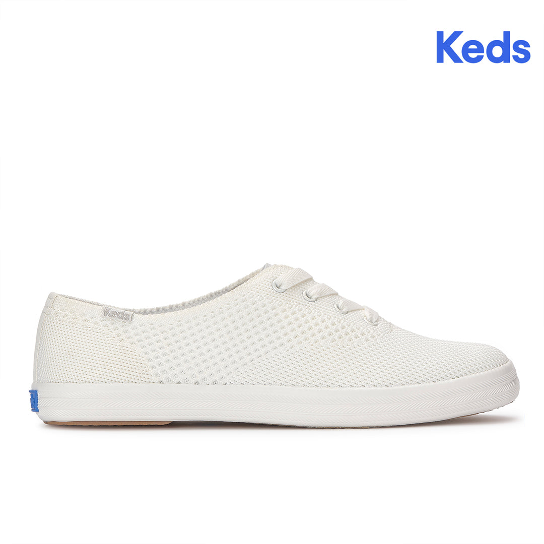 Women's Keds Champion Eng Knit Snow White Sneaker (CHAMP5G110-WF69352)