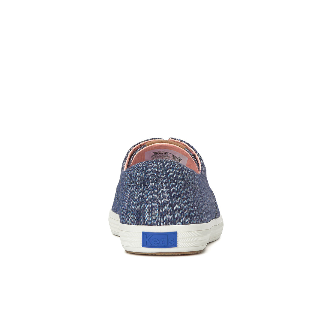 Women's Keds Champion Round Toe Slip Stripe Chambray Blue Sneaker (RNCVO5F460-WF69369)