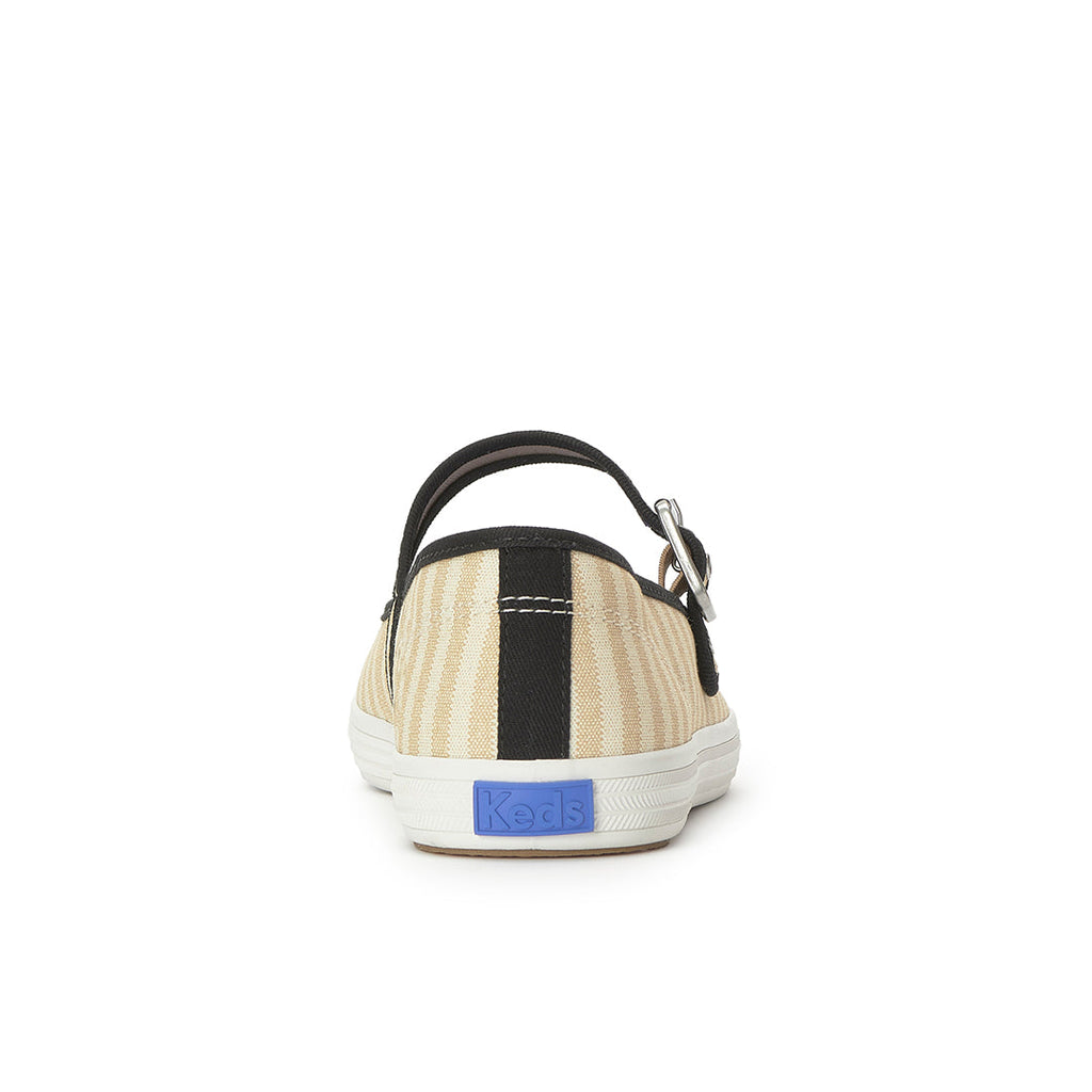 Women's Maisie Mary Jane Printed Stripe Twill Black/Natural Sneaker (MAMJ4101-WF69374)