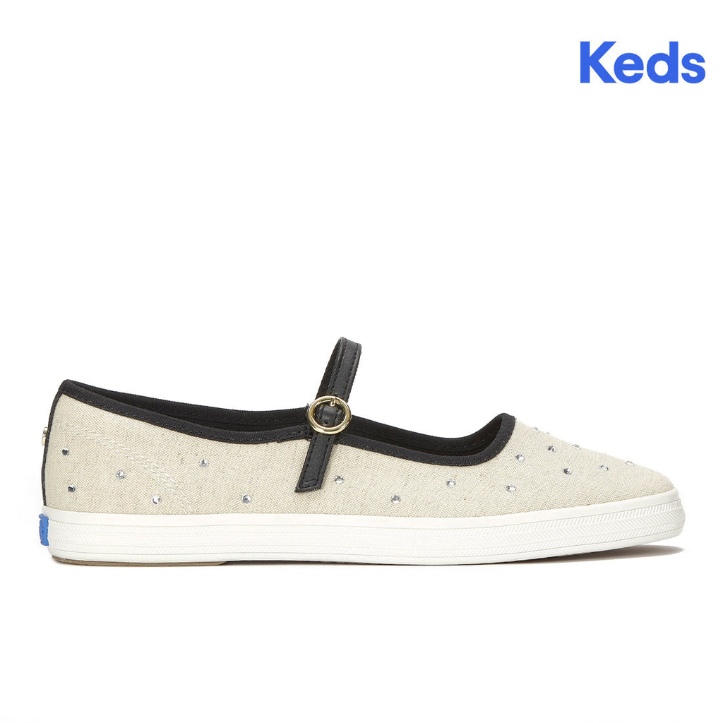 Womens Keds Square Toe Mary Jane Woven Natural/Black Sneakers (SQMJ5D1010-WF69495)