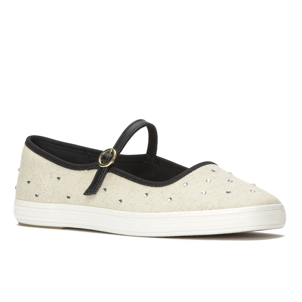 Womens Keds Square Toe Mary Jane Woven Natural/Black Sneakers (SQMJ5D1010-WF69495)
