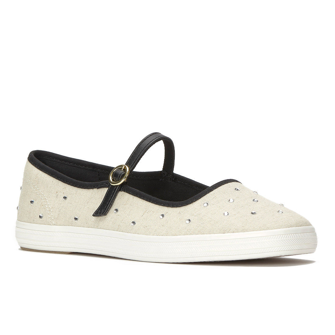 Womens Keds Square Toe Mary Jane Woven Natural/Black Sneakers (SQMJ5D1010-WF69495)