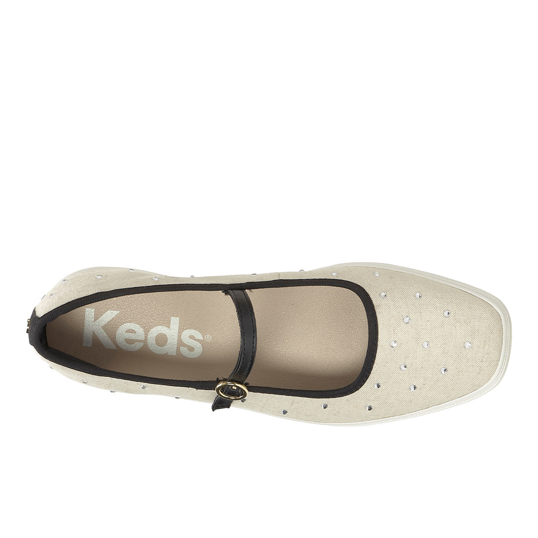 Womens Keds Square Toe Mary Jane Woven Natural/Black Sneakers (SQMJ5D1010-WF69495)