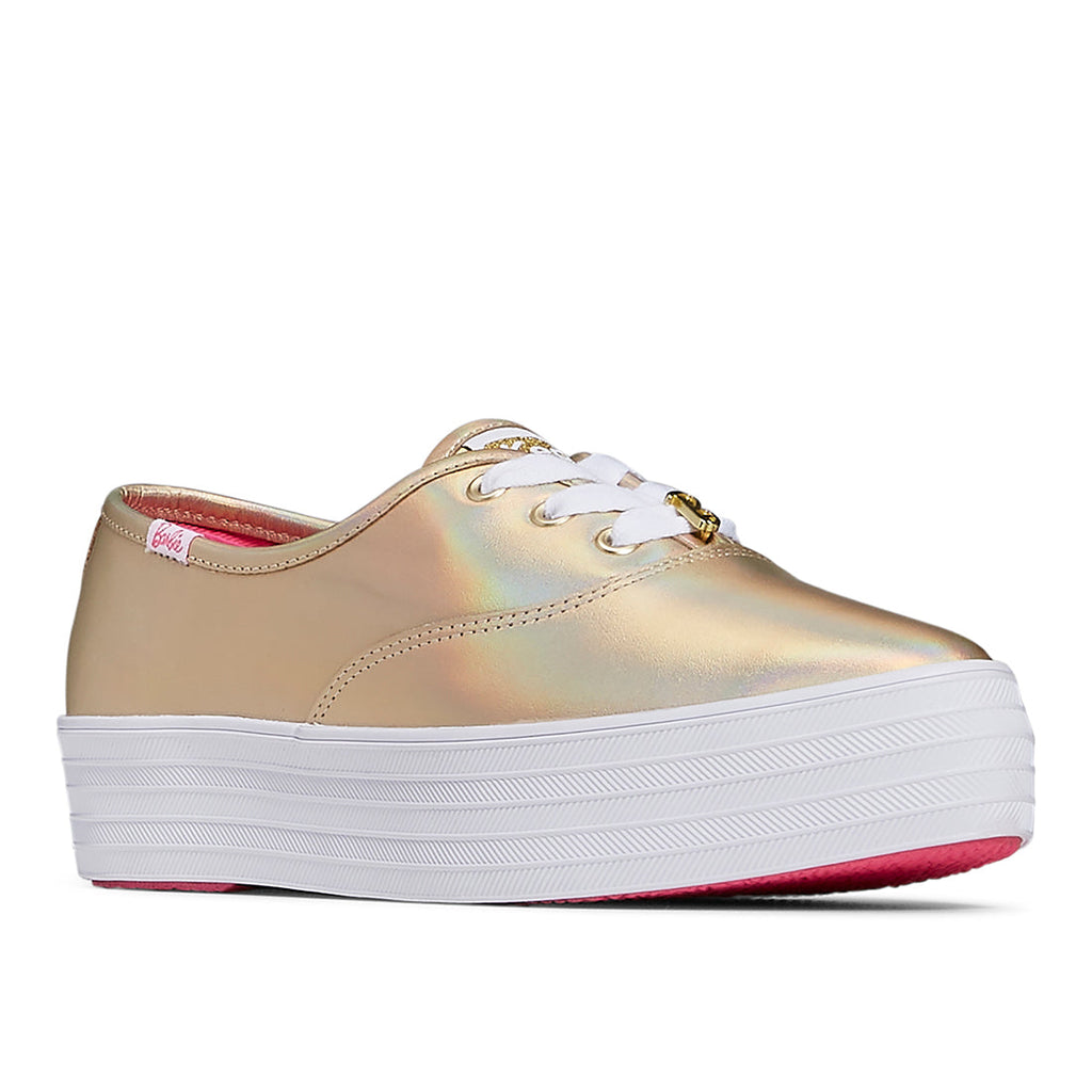 Women's Barbie Point Metallic Leather Sneaker Gold (WH68062)