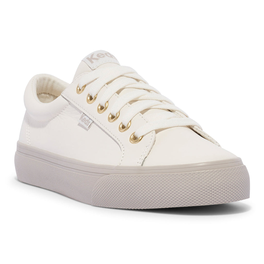 Keds Womens' Jump Kick Leather Sneaker Snow White (WH68235)