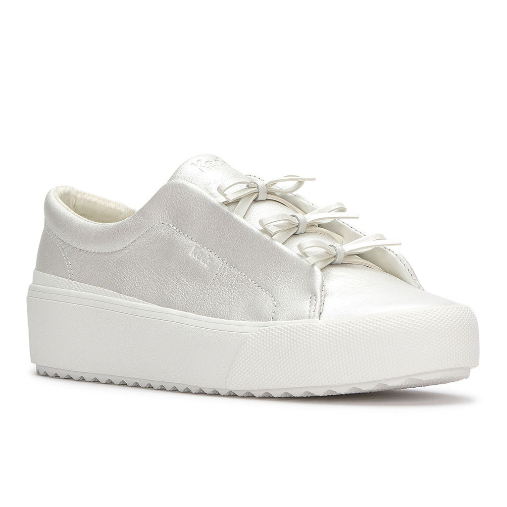 Women's Remi Mini Bow Leather Sneaker Pearlized White (WH68278-C0REMBW81100)