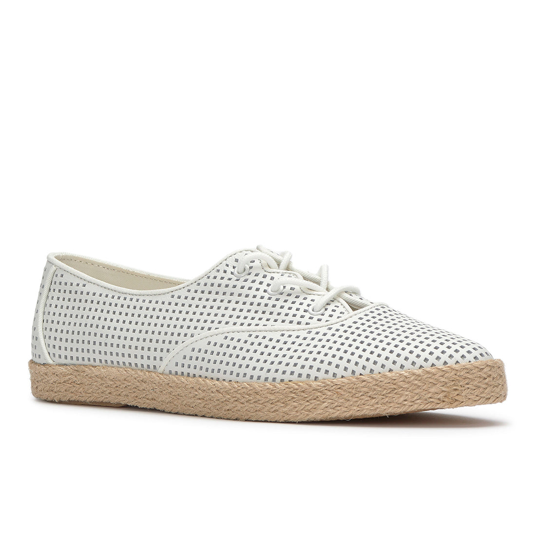 Womens Champion Point Low Wave Perf Leather Jute Foxing Sneaker Snow White (WH68384-PNTWA8110)