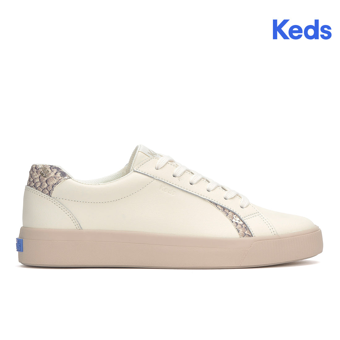Women's Pursuit Leather Snake Heel Fob Sneaker Egret (WH68391-PRSUIT7280)