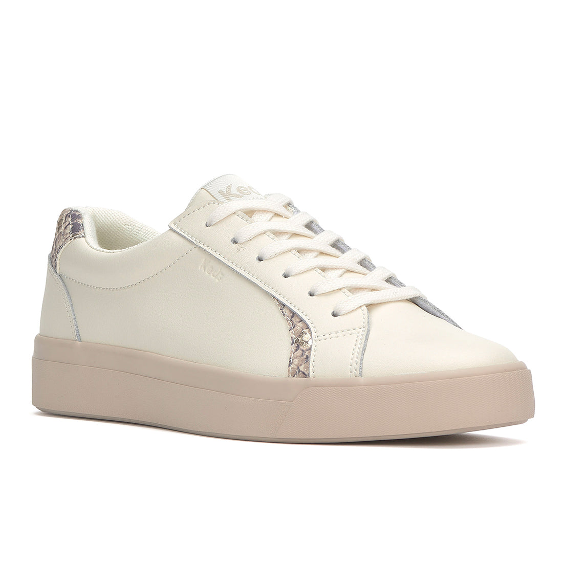 Women's Pursuit Leather Snake Heel Fob Sneaker Egret (WH68391-PRSUIT7280)
