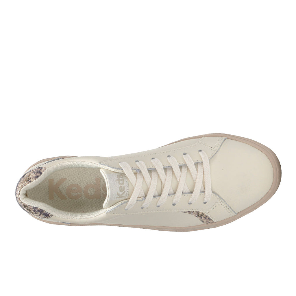 Women's Pursuit Leather Snake Heel Fob Sneaker Egret (WH68391-PRSUIT7280)