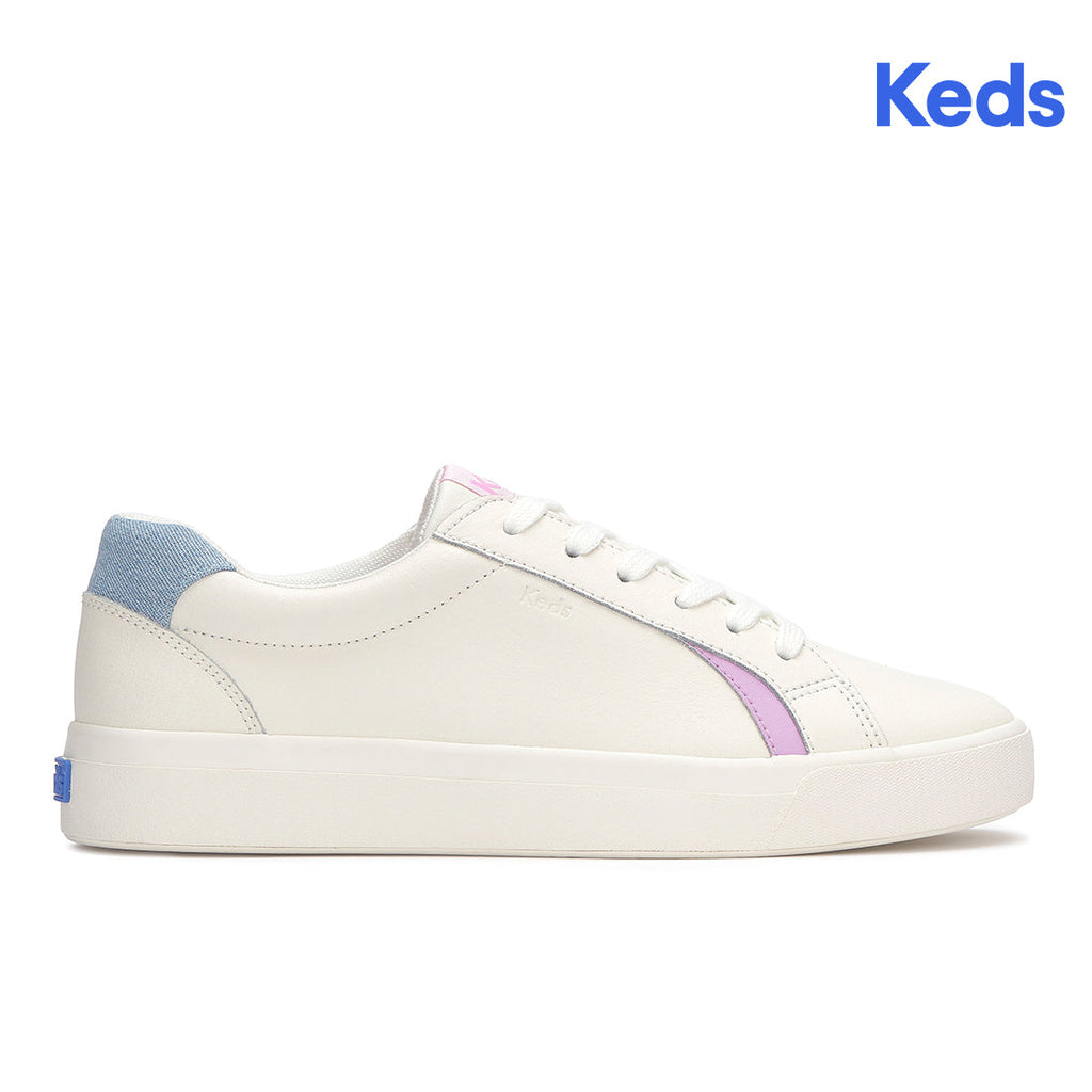 Women's Pursuit Leather Denim Heel Fob Sneaker Snow White/Light Blue (WH68392-C0PRSUIT71120)