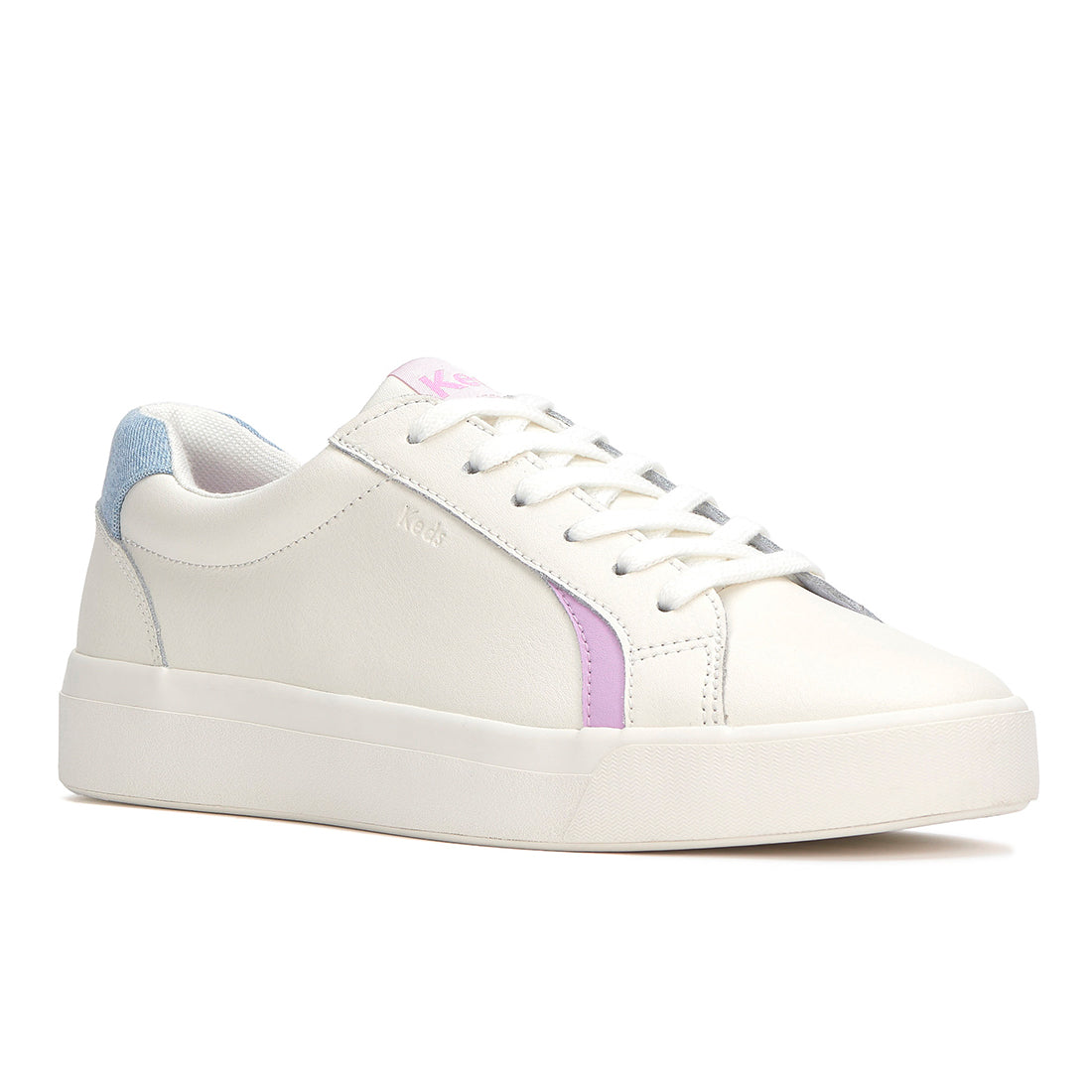 Women's Pursuit Leather Denim Heel Fob Sneaker Snow White/Light Blue (WH68392-C0PRSUIT71120)