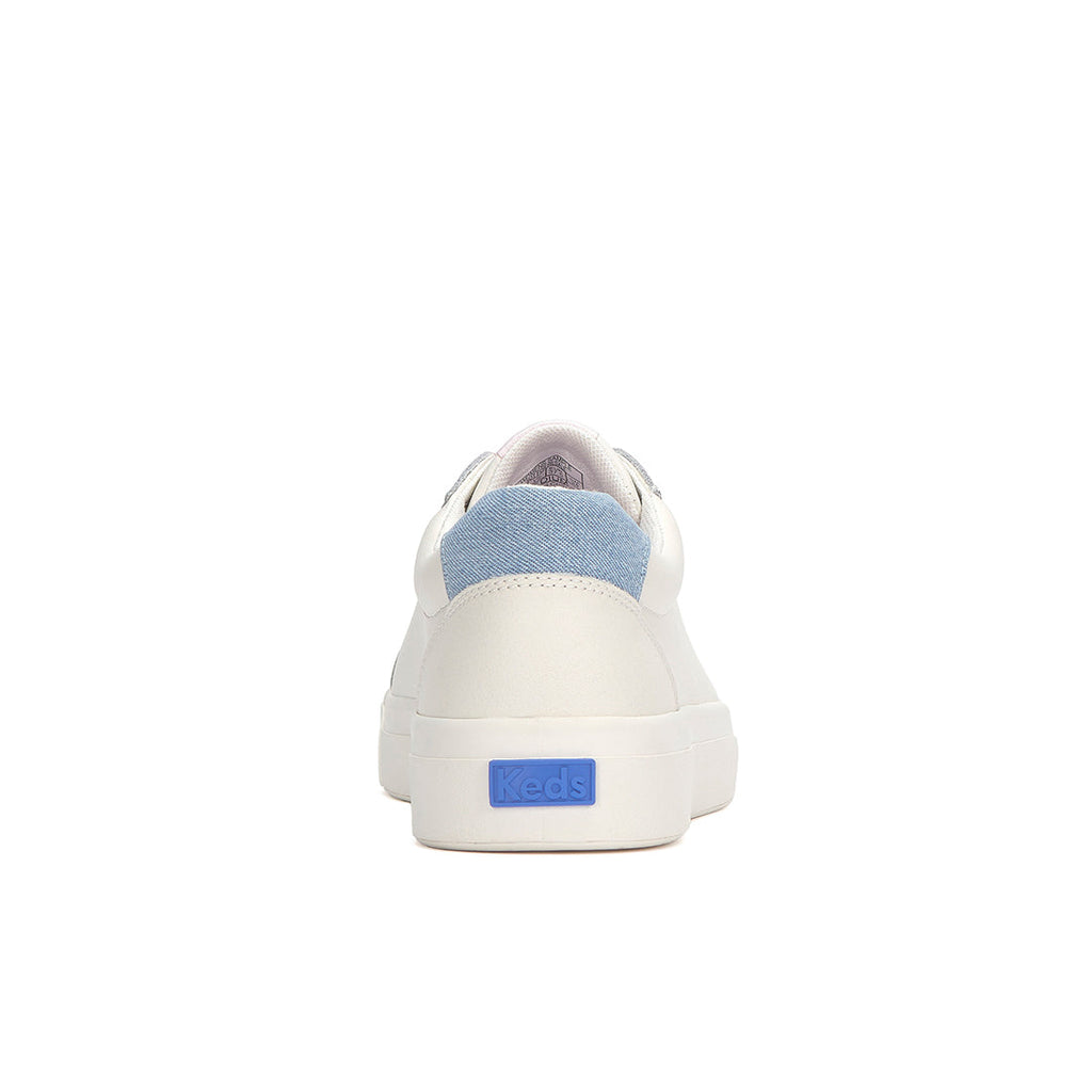 Women's Pursuit Leather Denim Heel Fob Sneaker Snow White/Light Blue (WH68392-C0PRSUIT71120)