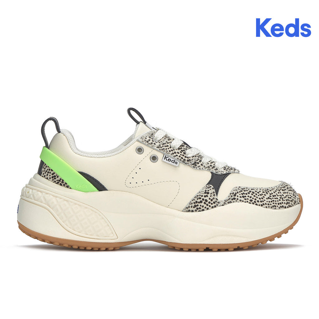 Women's Cross City Trainer Leather Sneaker Egret/Black/Lime (WH68477-C0CCTRN82800)