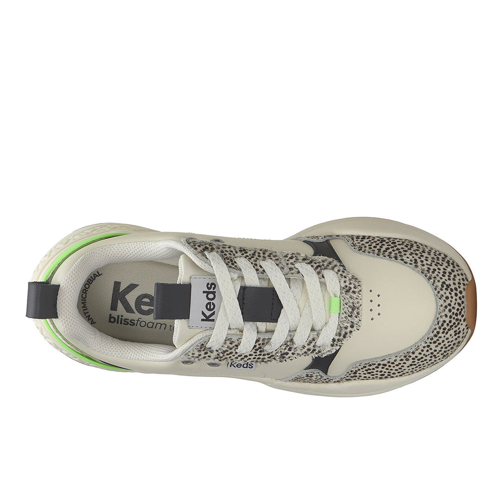 Women's Cross City Trainer Leather Sneaker Egret/Black/Lime (WH68477-C0CCTRN82800)