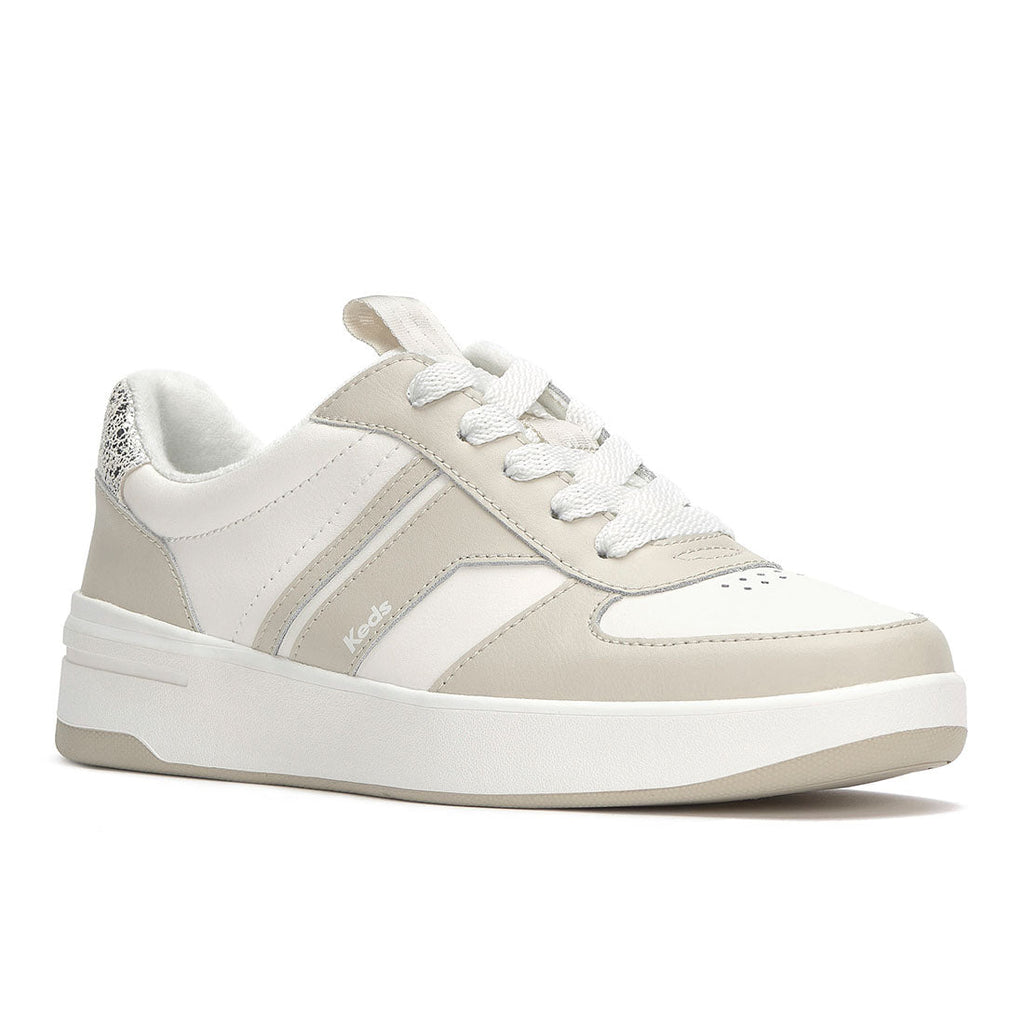Women's The Court II Leather Sneaker Oatmeal/Silver (WH68491-CRTII7A251)