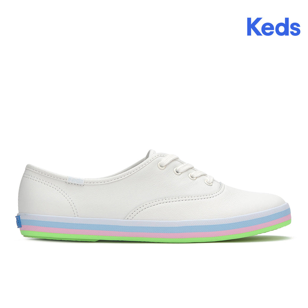 Womens Champion Leather Foxing Stripe Sneaker Snow White (WH68578-C0CHAMP81110)