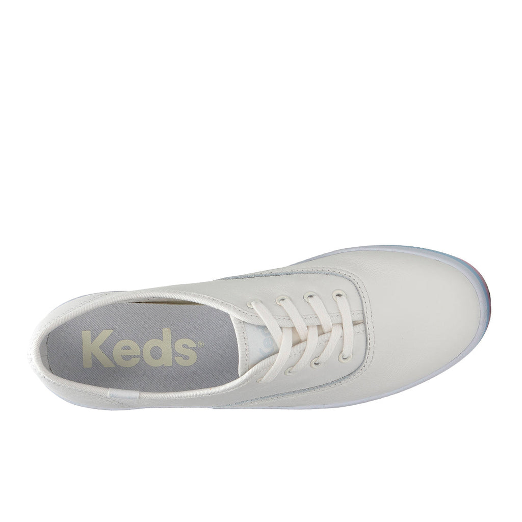 Womens Champion Leather Foxing Stripe Sneaker Snow White (WH68578-C0CHAMP81110)