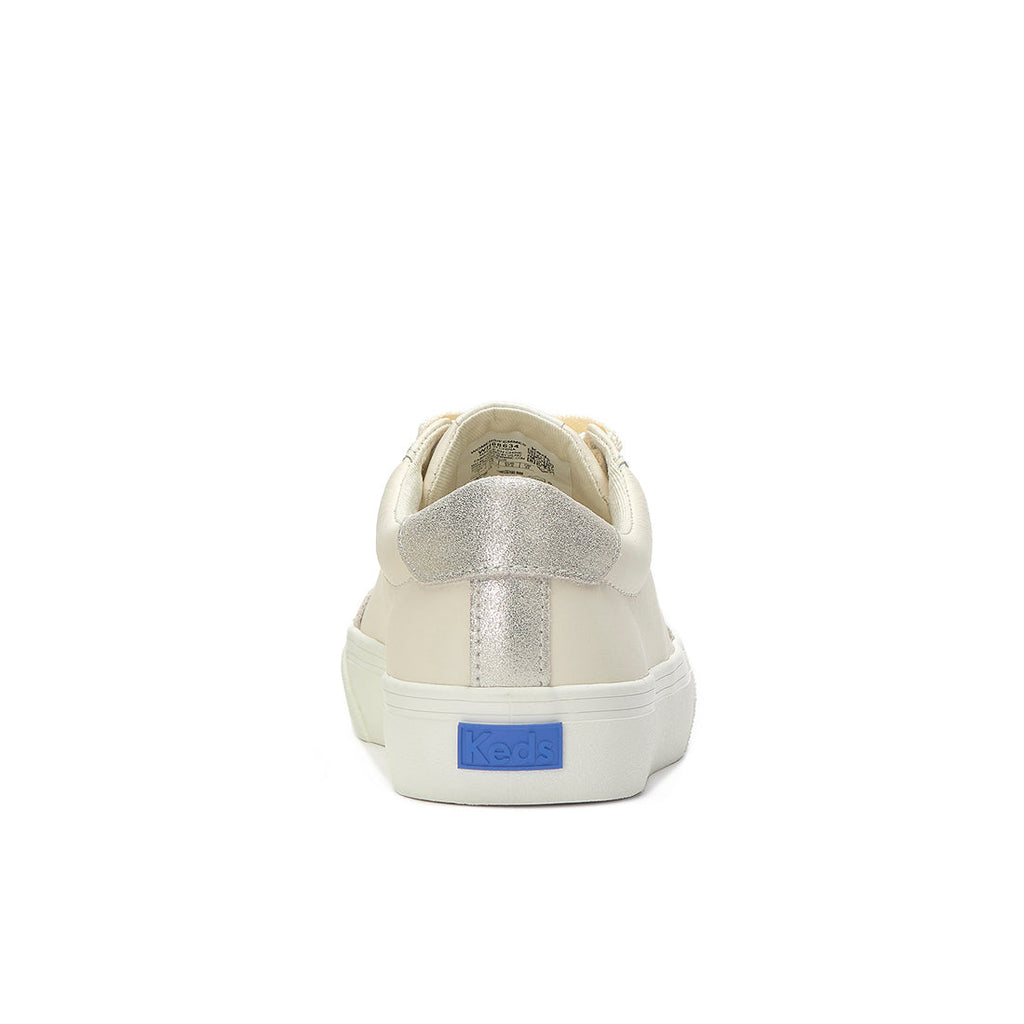 Women's Jump Kick T-Toe Leather/Glitter Suede Sneaker Egret/Champagne (WH68634-JKTOE7A270)