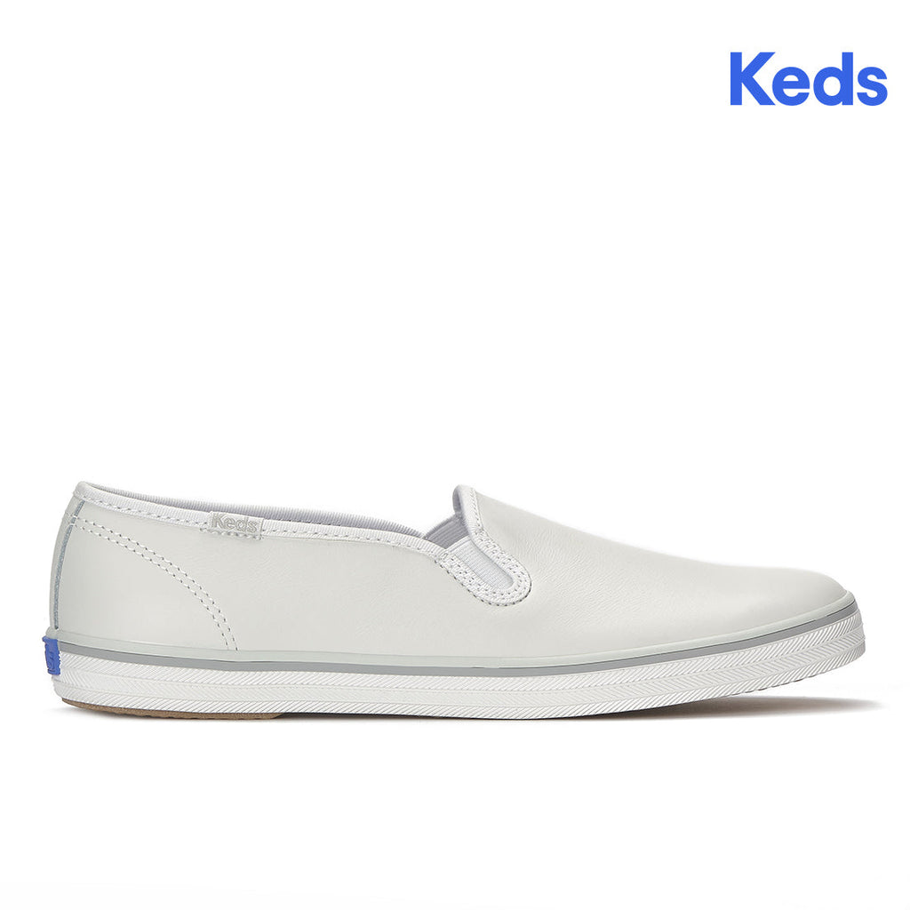 Keds Champion Slip Leather Foxing Stripe Sneaker Snow White (WH68673-CHSLIP7110)