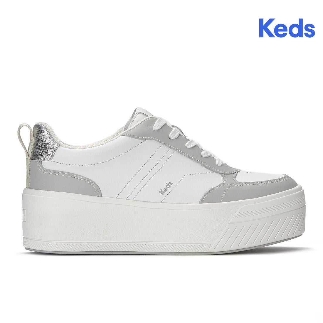 Keds Skyler II Leather Metallic Heel White/Grey/Silver (WH68771-SKYII7A110)