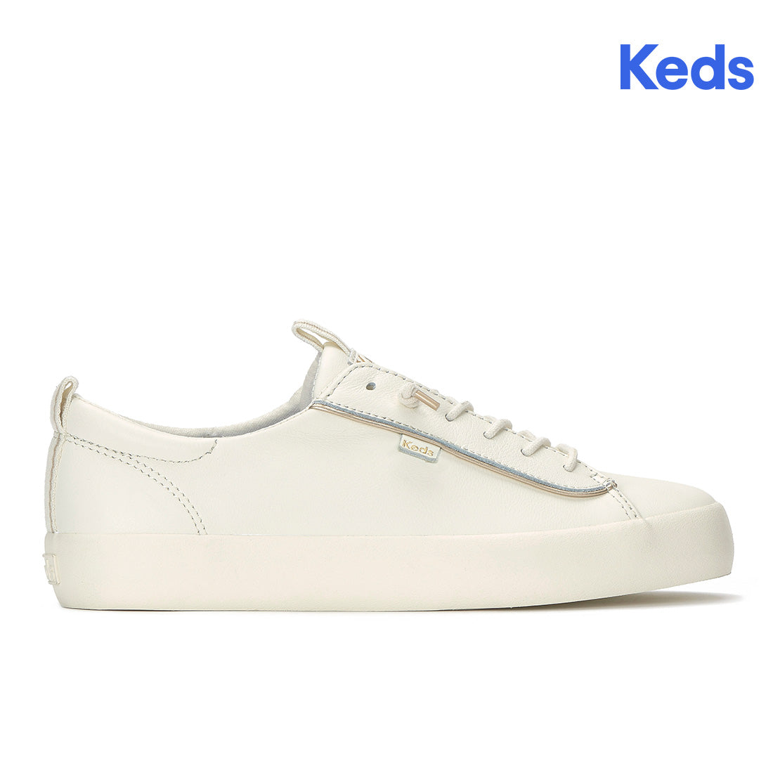 Keds Kickback Premium Leather Pop Binding Egret/Gold (WH68877-KICKBK7A280)