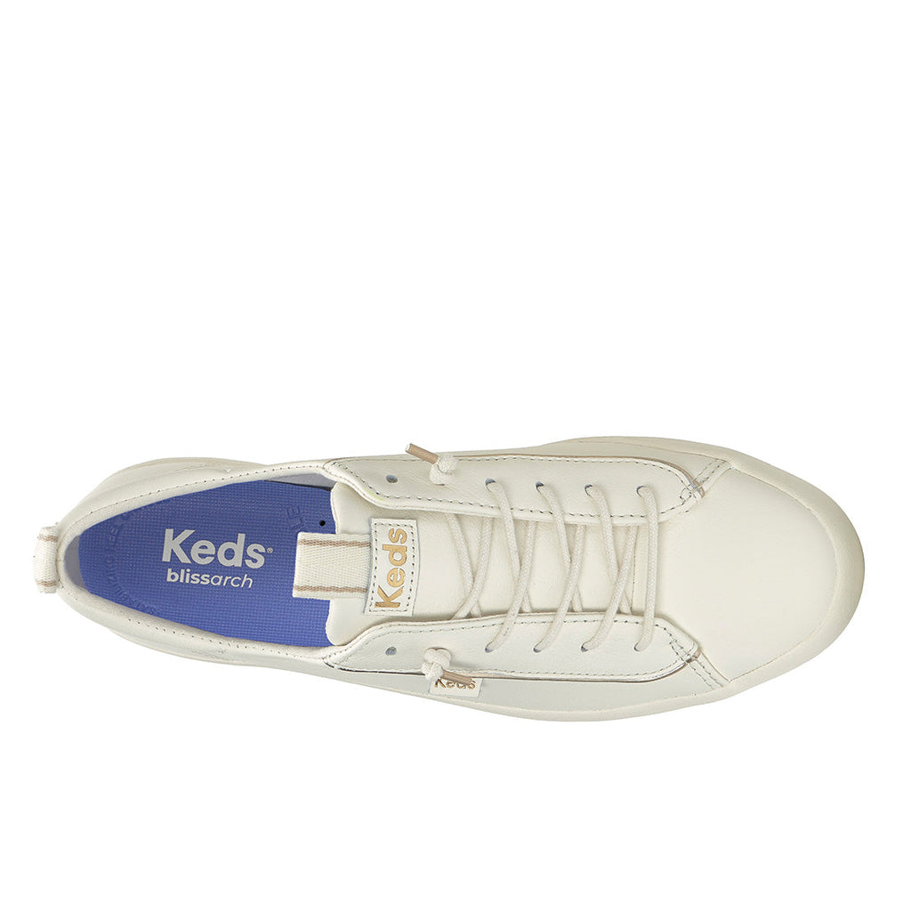 Keds Kickback Premium Leather Pop Binding Egret/Gold (WH68877-KICKBK7A280)
