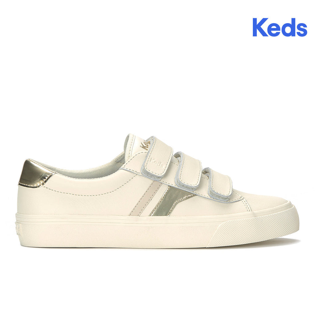 Keds Jump Kick V Leather Retro Logo Egret/Champagne (WH68937-JKVLOGO7270)
